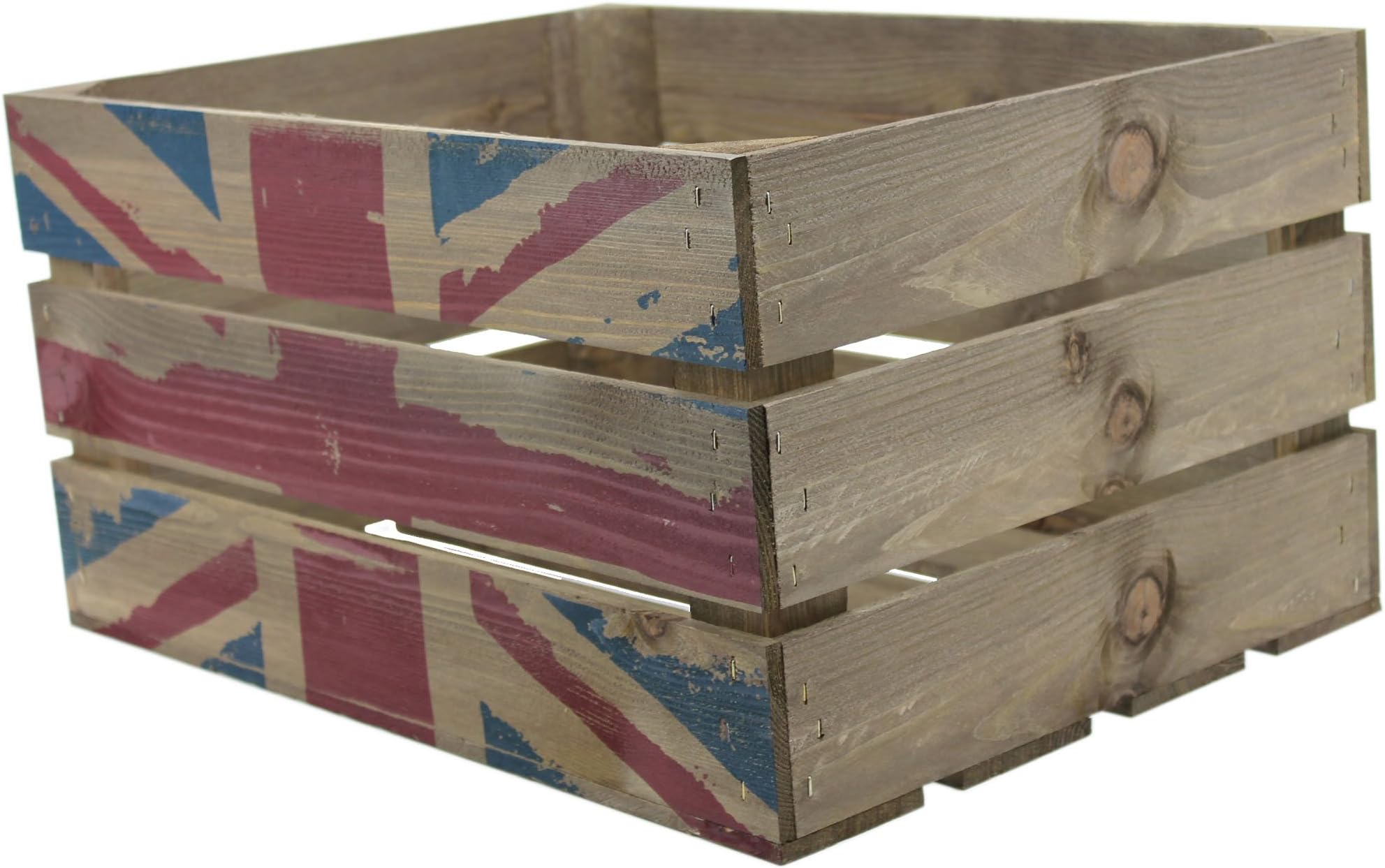 Rustic Crate with Union Jack Print - Large