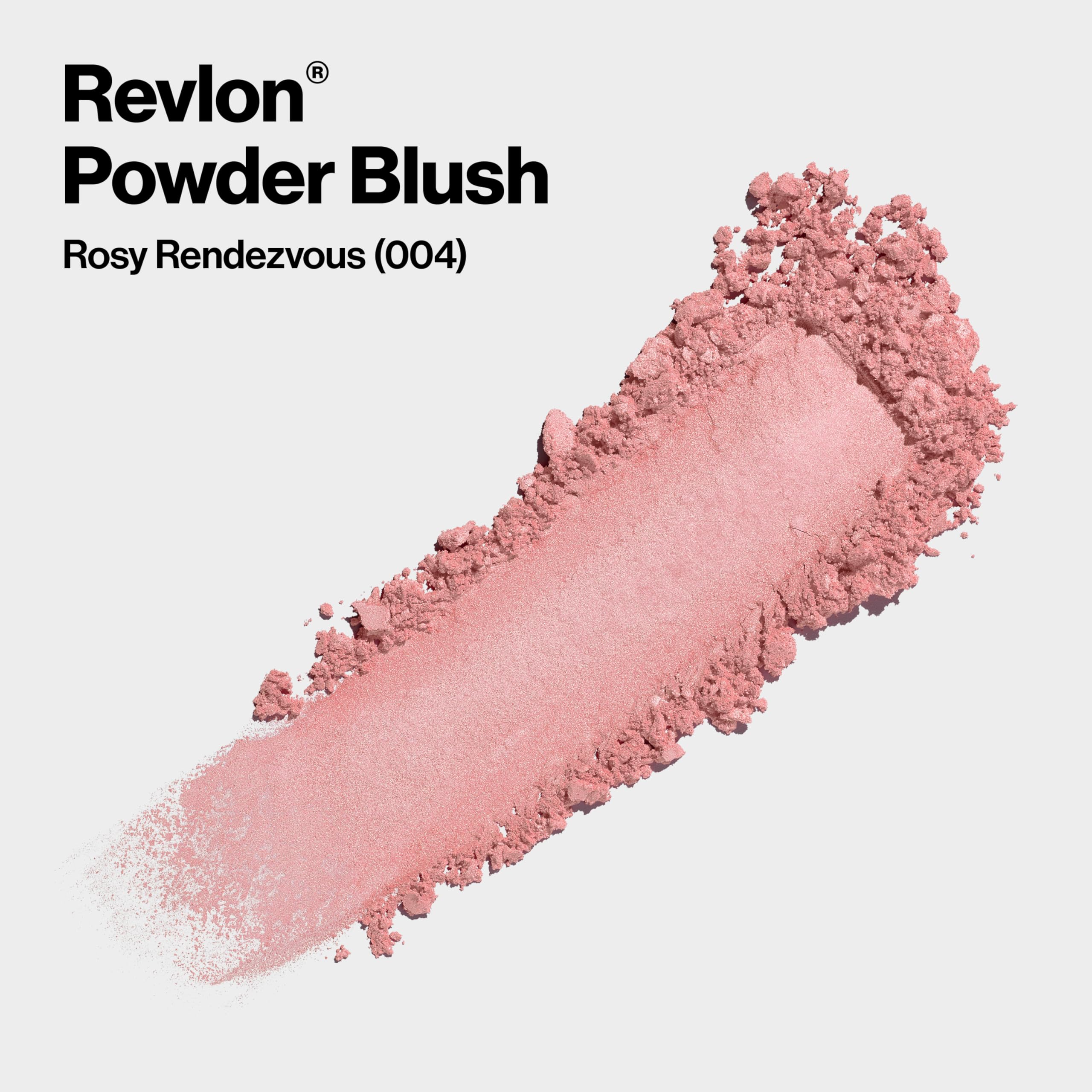REVLON Powder Blush Face Makeup, High Impact Buildable Color, Lightweight & Smooth Finish, 004 Rosy Rendezvous, 0.17 oz