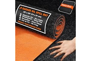 Golener Oil Spill Mat - Brushed Fleece Garage Floor Mat, Maintenance Mat, Absorbent Oil, Contain Liquid, Protect Floor from Spill & Stain, Waterproof, Reusable, Washable, Durable, 29”x36”,Black/Orange