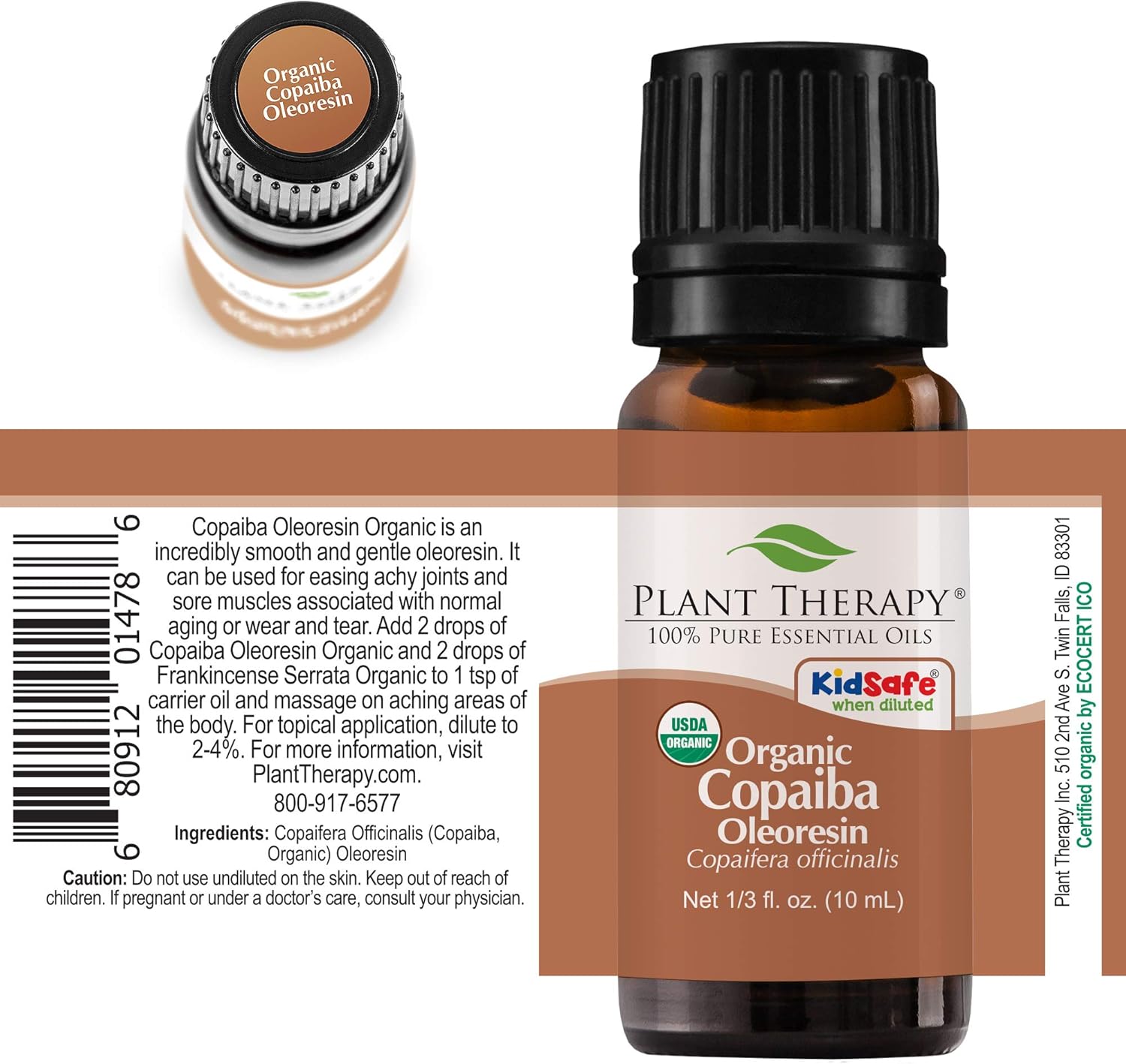 Plant Therapy Copaiba Oleoresin Organic Essential Oil 100% Pure, Undiluted, Natural Aromatherapy, Therapeutic Grade 10 mL (1/3 oz) : Beauty