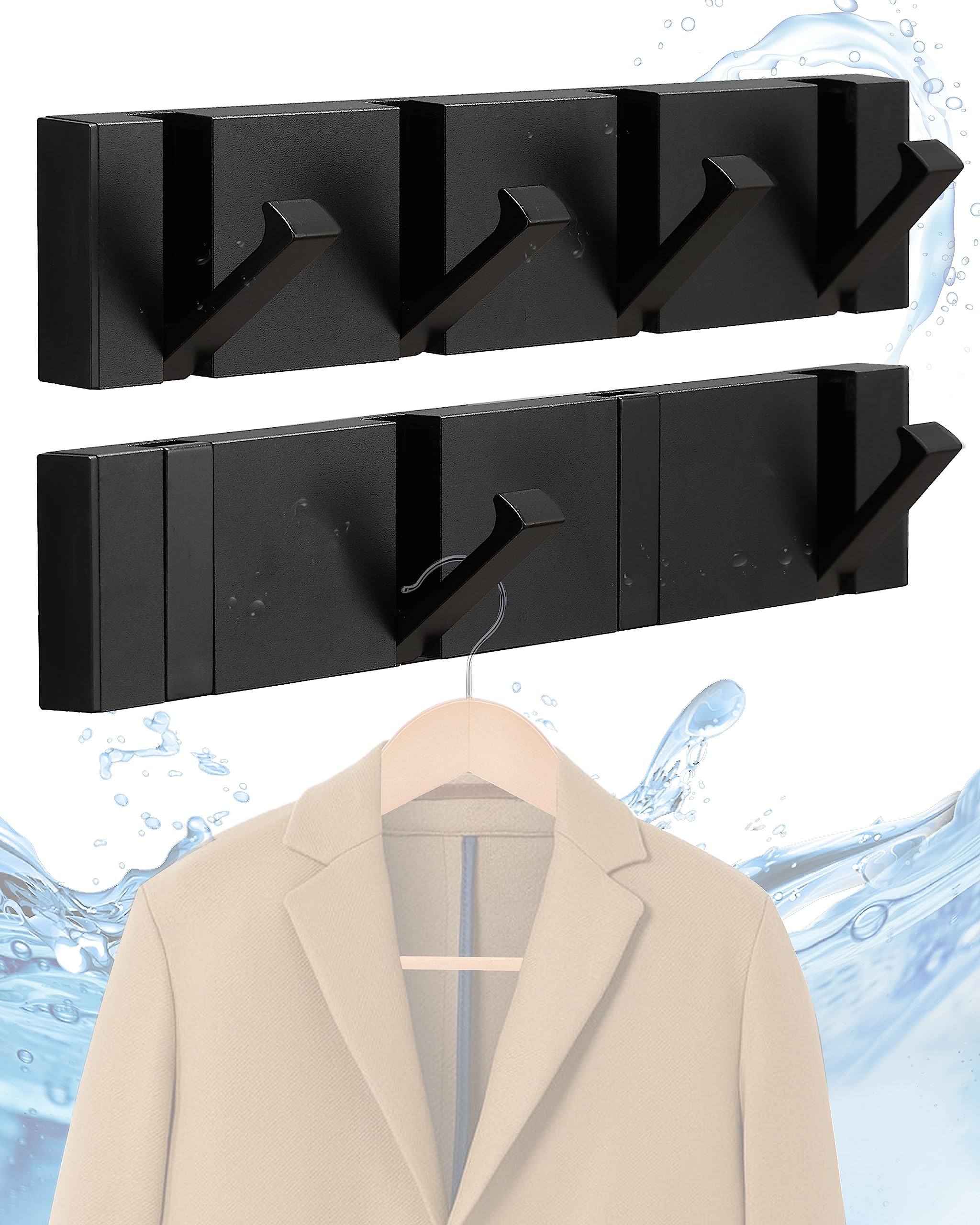 Photo 1 of SPIEASSE 2 Pack?Elegant Black Waterproof Wall Hooks, Foldable Towel Hooks for Bathrooms - Stylish Coat Hooks Wall Mounted - Ideal for Bathroom, Kitchen, Balcony Décor - Space-Saving Storage SolutionLPNPMEX9103208
