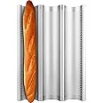 Fulimax Baguette Pan, French Bread Pans For Baking Pan, Nonstick 3 Slots Perforated Italian Loaf Pan Mold Long French Bread Pan, Silver
