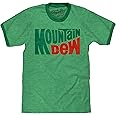 Tee Luv Men's Mountain Dew T-Shirt - Vintage MTN Dew Soda Logo Ringer Tee Shirt