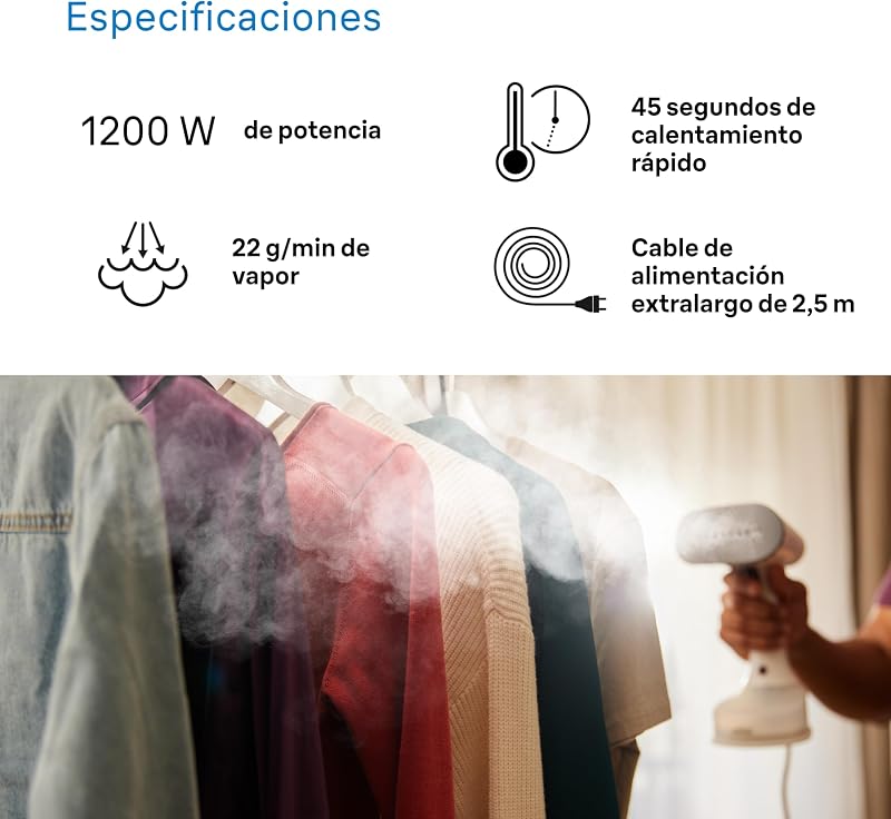 Braun quickstyle 5 gs5011pu, ferro vertical com placa dupla freeglide 3d, vaporizador vertical com aquecimento rápido, vapor 22 g/min, capacidade 150 ml, 1200w, branco/violeta