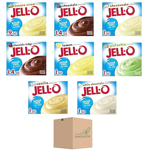 Jello Sugar Free Pudding Mix Variety Pack, Includes 8 Flavors of Sugar ...