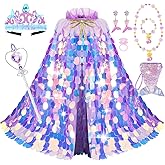LIMIROLER Princess Dress Up Toys Princess Dress Up Clothes Rainbow Mermaid Cape Kit 9 Pcs Gift Set for Little Girls 3-8 Years