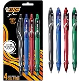 BIC Gelocity Quick Dry Assorted Colours Gel Pens, Medium Point (0.7 mm), 4-Count Pack, Retractable Gel Pens With Comfortable 