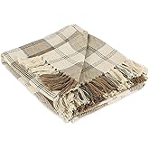 DII Farmhouse Woven Throw, 50x60 with 3" Fringe, Stone