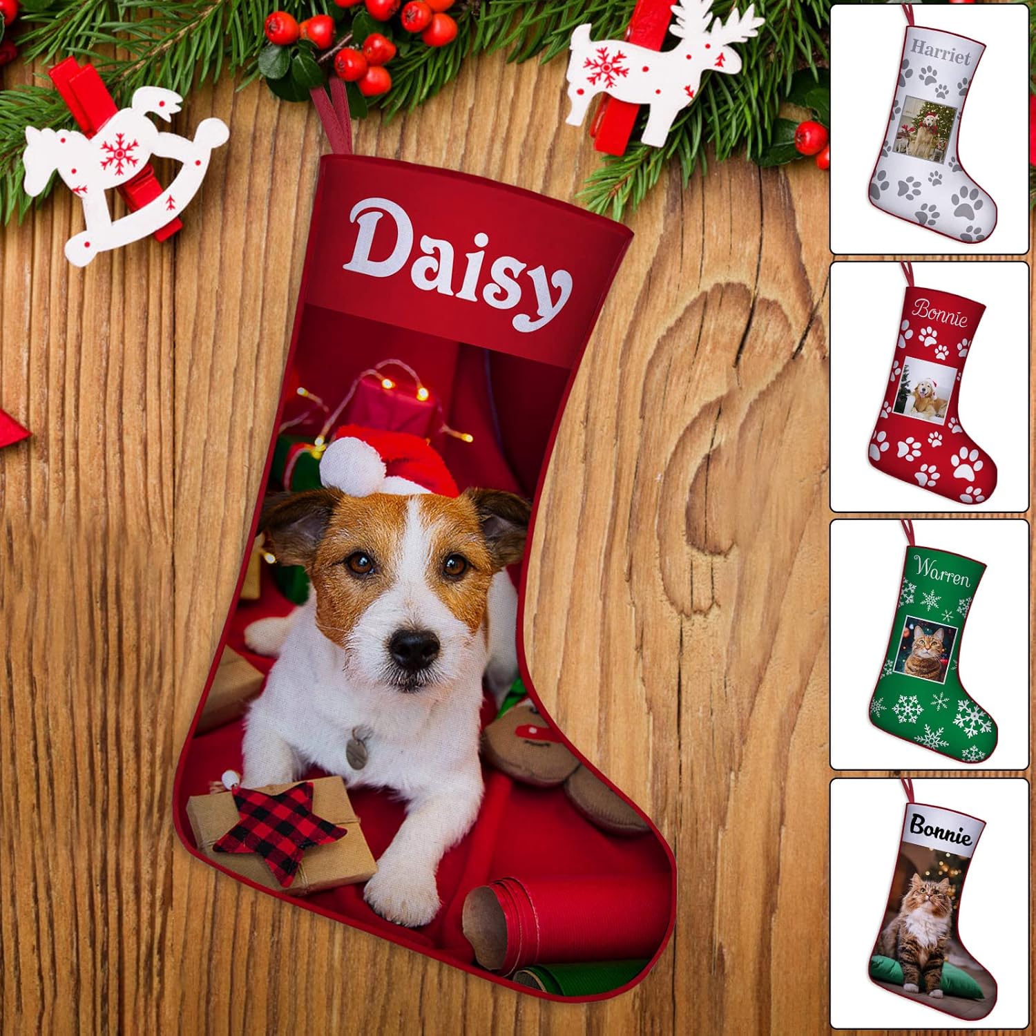 Stockings & Holders - Dog Christmas Stockings Personalized with Name Photo,Custom Pet Dogs Christmas Stocking Decor Gifts for Holiday Family