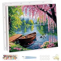 Peinture Par Numéros EOBROMD – Cabane Forestière 40x50cm, Acrylique Pour Débutants Sans Cadre
