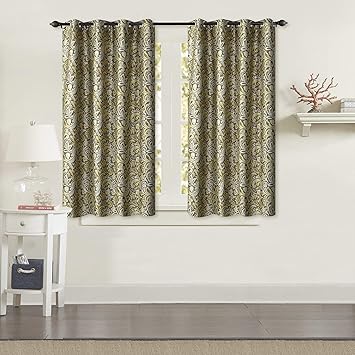 Buy Deco Window Eyelet Dark Brown Floral Design Windows Curtain