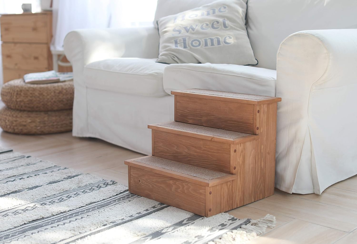 zoovilla PTR0082212010 Yorkshire Pet Step with Storage, Wood Bedside Ramp with Storage, Natural Wood, 15.55″D x 17.50″W x 14.76″H : Pet Supplies