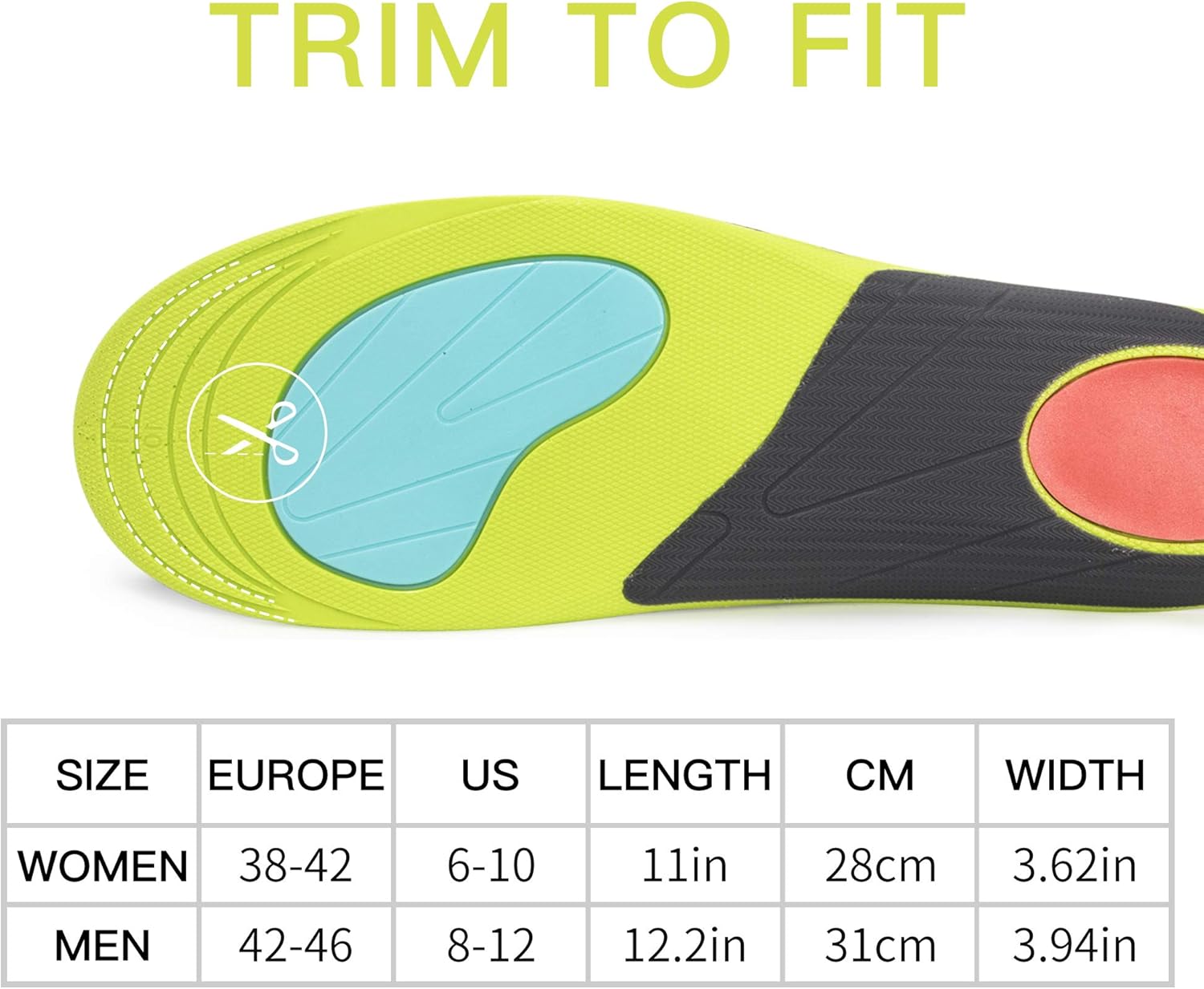 DataCaring Plantar Fasciitis Arch Support Insoles,Orthotic Inserts for Flat Feet,Running Athletic Insoles,High Arch Insoles,Basketball Insole,Thick Shoe Insoles,Arch Support Insoles for Men and Women: Health & Personal Care