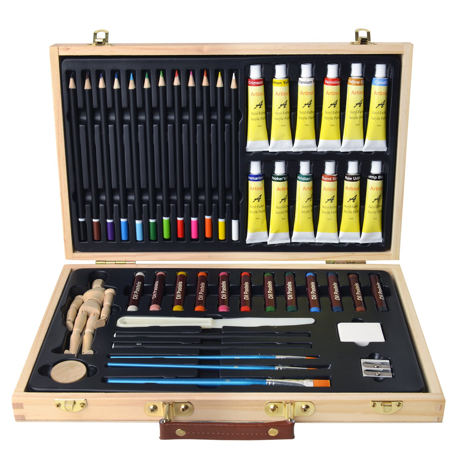 Artina Leonardo 45 pcs Artist Set Art Storage Case with Supplies for