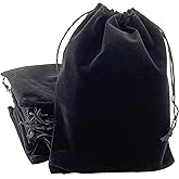Palmhomee Pack of 12 7x9 Inch Velvet Drawstring Bags Gift Bag Velvet Pouch For Jewelry Wedding and Party Favor (Black)