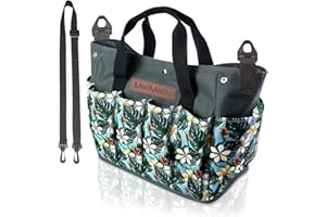 MeiMeSu Garden Tool Bag,10 Pockets Gardening Storage Tote Bag, Oxford Hand Tool Storage Tote Organizer with Iron Frame for Indoor and Outdoor Gardening for Women Men Christmas Gift