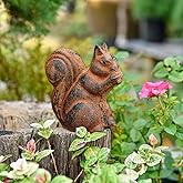 Sungmor Cast Iron Squirrel Statue, Vintage Animal Collection Figurines, Home Office Table Decor, Paperweight, Doorstop, Garden Lawn Cute Ornament, Rust Finish