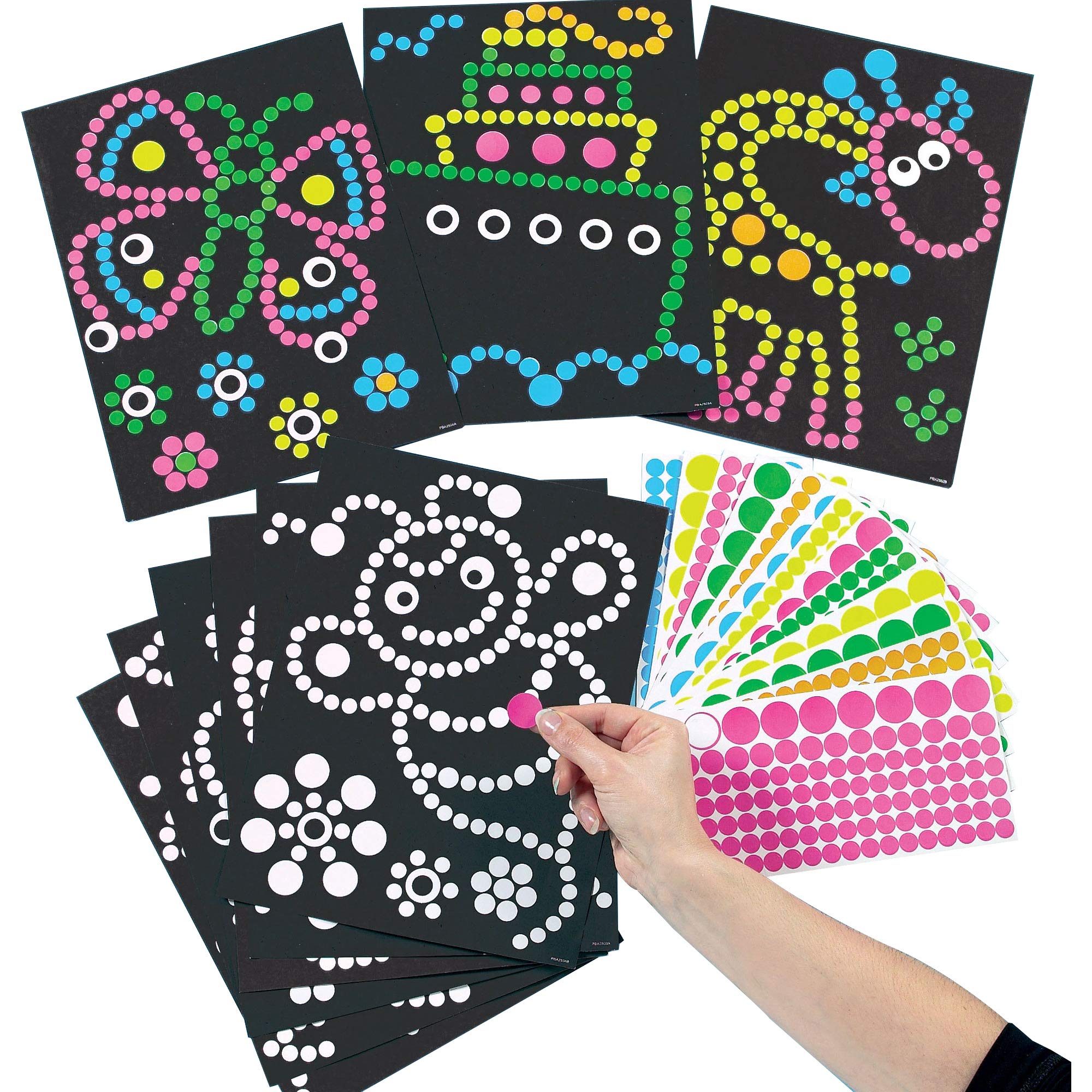 Baker Ross ET113 Dotty Sticker Art (Pack of 8) For Kids To Decorate, Arts and Crafts, 27cm x 20cm
