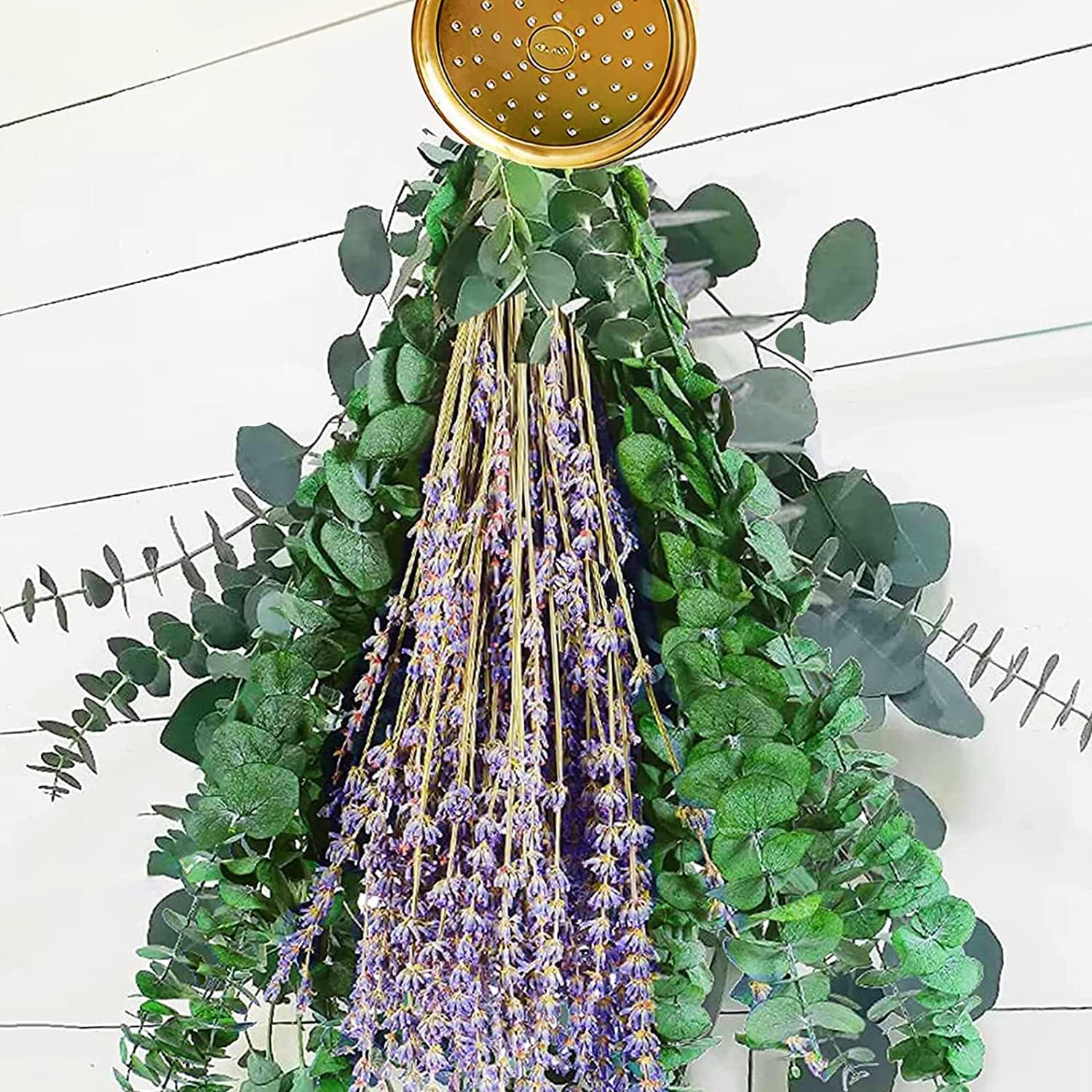 Dried & Preserved Flora - 115 PCS Large Dried Preserved Eucalyptus Stems & Lavender Flowers Bundle for Shower, 17'' Real Fresh Hanging Silver Dollar Leaves, Aromatic Self-Care Shower Plants, Natural Fragrance, Home Decor