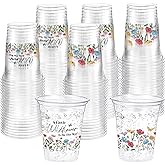 Funnymoom 60 Pack Wildflower Baby Shower Cups 12 oz Disposable Clear Plastic a Little Wildflower Is on the Way Cups for Wildflower Baby Shower Birthday Floral Spring Summer Party Decorations