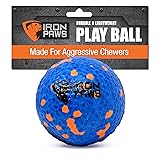 Iron Paws Indestructible Dog Ball, Blue - Tough Dog