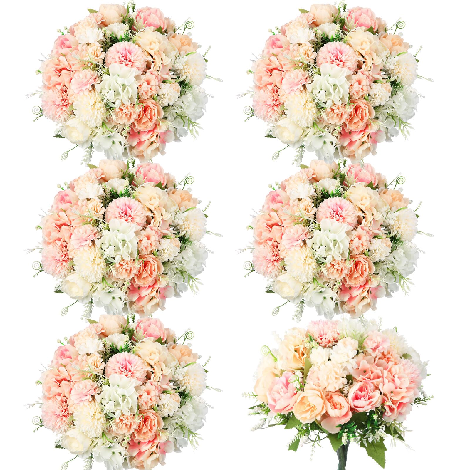 Photo 1 of Tigeen Artificial Flowers Artificial Peonies Silk Flowers Faux Peony Fake Peony Silk Hydrangea Bouquet for Wedding Table Centerpiece Floral Vase Decor(White,Pink,6 Bundles)