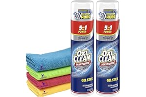 ONDAGO 2 OxiClean Max Force Gel Stick Stain Remover, 6.2 Ounce - Bundled with 4 Microfiber Cleaning Cloths