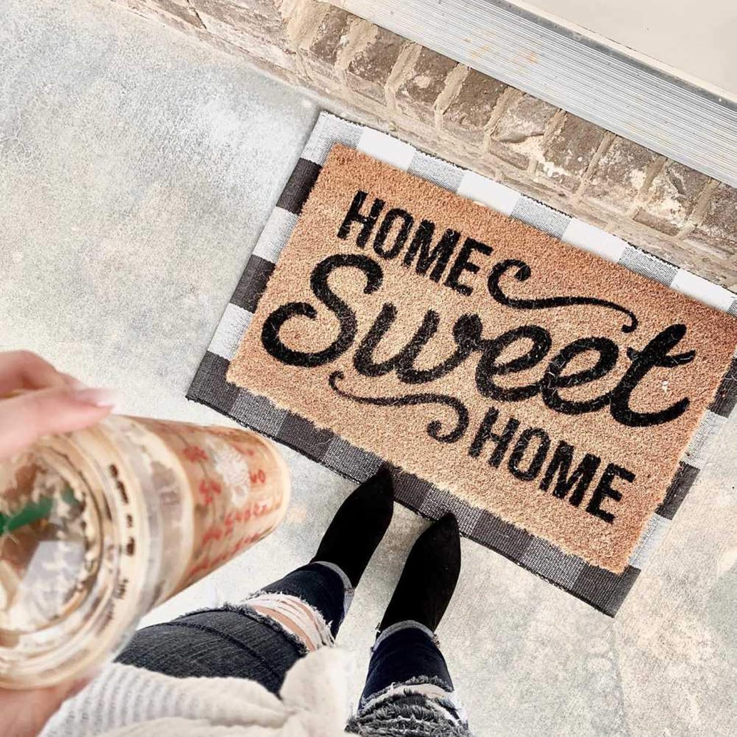 Buffalo Check Rug Black and White Plaid Rugs 23.6 x 35.4 Inch Cotton Hand-Woven Indoor or Outdoor Rugs for Layered Door Mats Washable Carpet for Front Porch/Kitchen/Farmhouse/Entryway: Kitchen & Dining