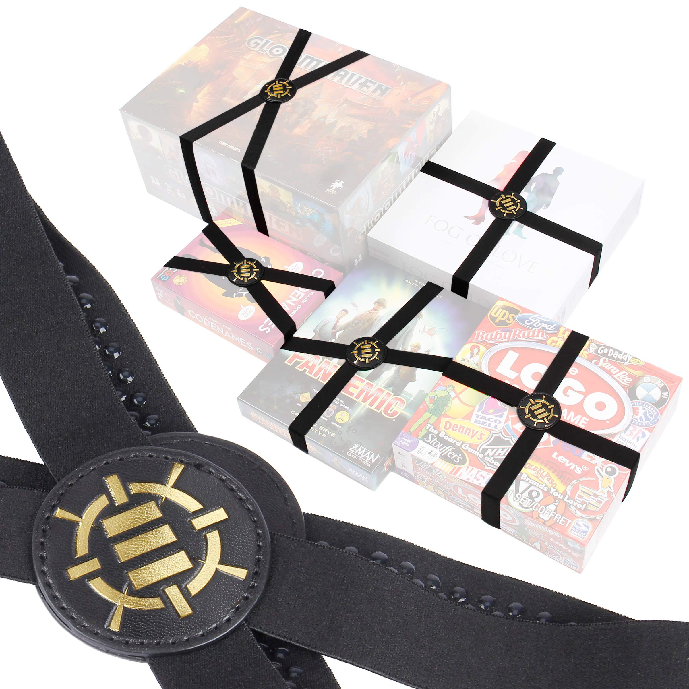 ENHANCE Board Game Bands - Elastic Box Bands with Durable Textured Grip to Keep Lids Closed on Board Boxes, Tabletop/Card Games Without Rubbing During Travel & Storage (Set of 5)