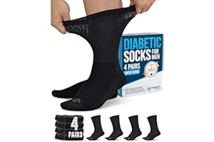 Doctor's Select Diabetic Socks for Men - 4 Pairs Crew Diabetic Neuropathy Socks for Men | Diabetic Socks for Men 9-12