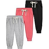 Aocku 3 Pack Toddler Sweatpants Cotton Baby Girls Joggers Toddler Girls Sweatpants with Pocket Drawstring