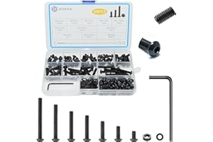 WZHUIDA 240 Pcs M5 Screws Assortment Kit, M5x6mm/8mm/10mm/12mm/16mm/20mm/25mm/30mm, Metric Hex Button Head Socket Cap Screws Nuts Washers Kit with Wrench, Black Zinc Plated