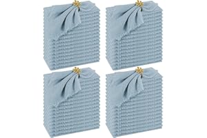 FANI 60 Pack Handmade Cloth Napkins with Fringe,Dusty Blue Cotton Linen Napkins,Natural Soft Rustic Cotton Dinner Napkins for Wedding Party Event Table Decoration(16 * 16 Inch)