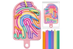 ARTSEEA Silicone Sensory Activity Board, Double-Side Fidget Toy for Anxiety, Stress, ADHD, Autism and Calming, Silent, No Mess, Sensory Board with Portable Travel Bag & 12 Strings, Kids 3+ & Adults, Pink