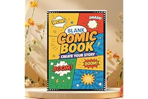 Manga Sketchbook with 30 Thick Blank Pages, 5.9" x 7.8" Comic Drawing Book with Speech Bubble & Explosion Templates for Teens