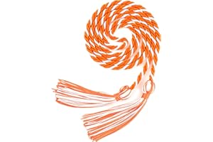 KQNBI Graduation Honor Cords 67" Long for 2025 - Orange and White Polyester Yarn Ropes With Tassel for Bachelor, Master, Doctor Gown Decoration