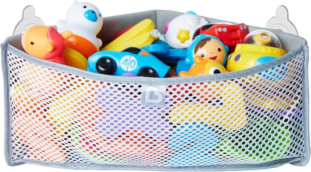 Munchkin High'n Dry Corner Bath Toy Organiser - Grey Storage Unit