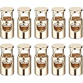 uxcell 10Pcs Single Hole Cord Locks, 6mm Metal Spring Toggle Stopper Clip for Shoelaces Drawstrings Paracord, Gold, 10mm Dia