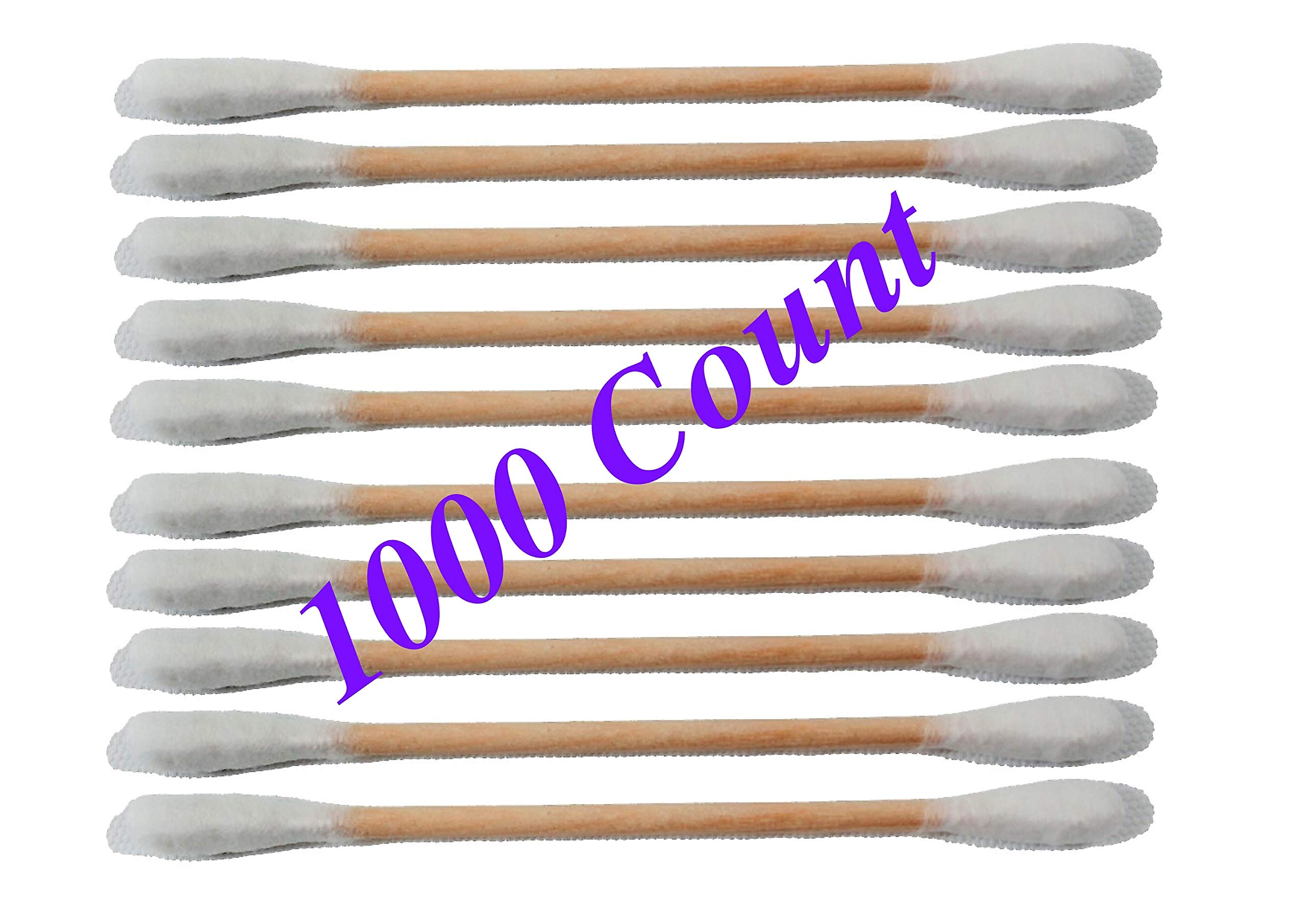 Cotton Swaps Wooden Sticks, 1000 Count (10 Packs) 100% Cotton Cotton Sticks