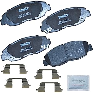 Bendix Priority1 CFC465AK2 Ceramic Front Brake Pads for Acura EL 2005-1997, Honda Civic 2011-1996, I...