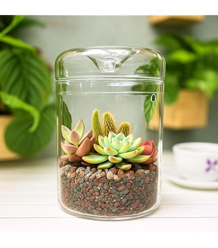 OGANAZI - Mini Pot De Terrarium En Verre Pour Plantes Succulentes - Dôme Transparent Avec Trou D'aération 3 Mm - 2