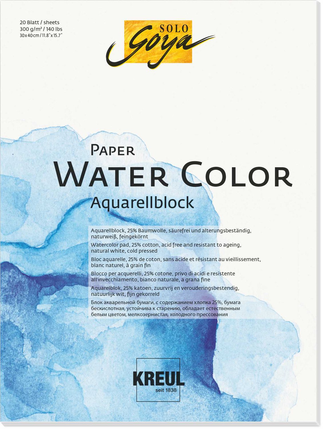 Kreul Solo Goya Paper Water Colour Watercolour Pad, 20 Sheets — image 1