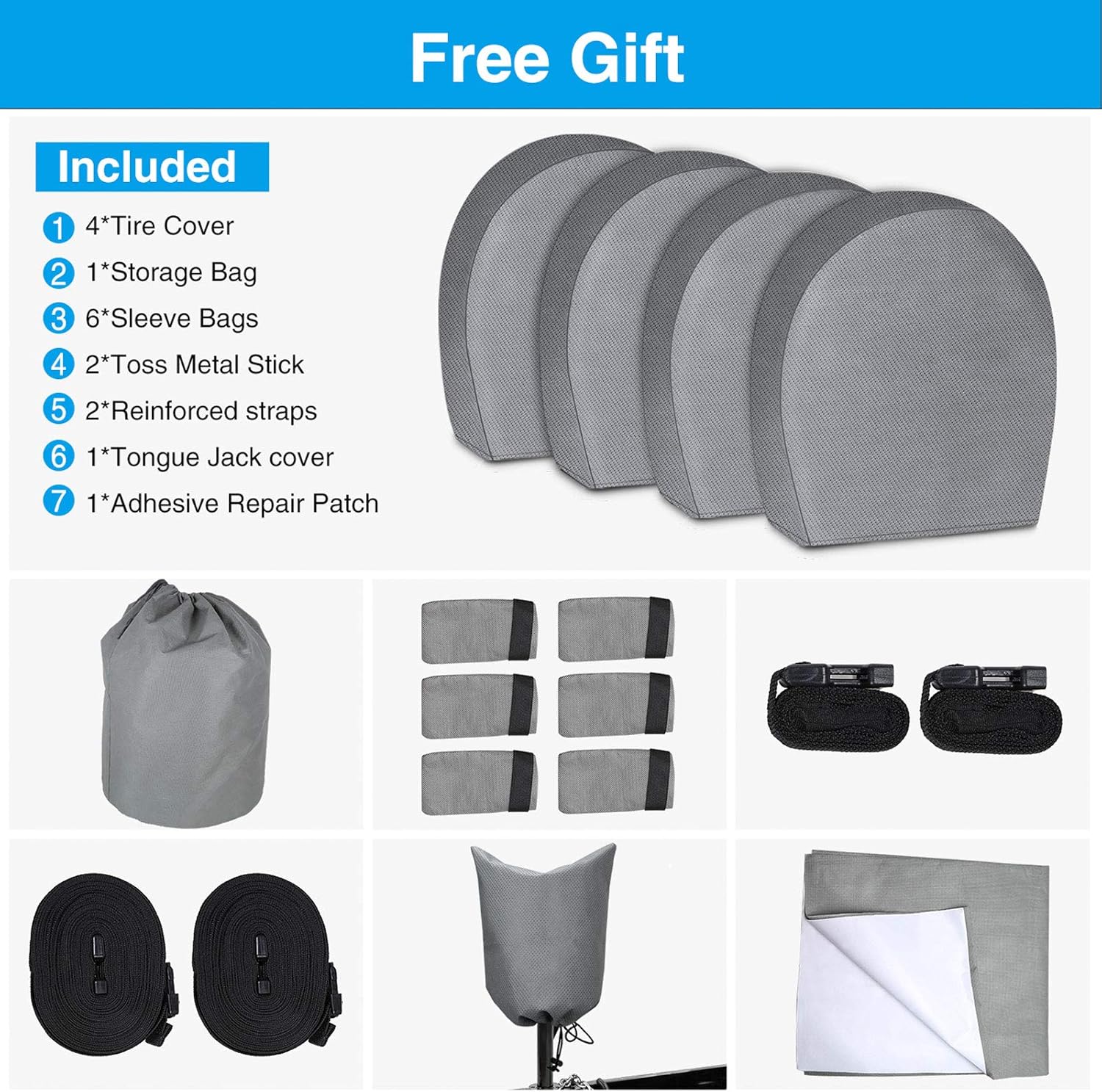 RVMasking Upgraded 6 Layers Top Travel Trailer RV Cover Waterproof Camper Cover for 26'1" - 28'6" RV - Prevent Top Tearing Caused by Sun Exposure with 4 Tire Covers 2 Straps, Tongue Jack Cover: Automotive