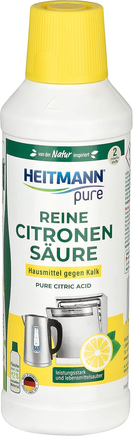 HEITMANN pure Reine Citronensäure: Ökologischer Bio-Entkalker, Reinigung für Küche & Bad, flüssig, 1x 500 ml