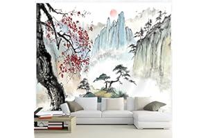 Bcsewcg Japanese Tapestry, Cherry Blossom Tapestry, Asian Anime Wall Tapestry, Nature Landscape Tapestries, Aesthetic Wall Art Tapestry for Bedroom Living Room Home Decor