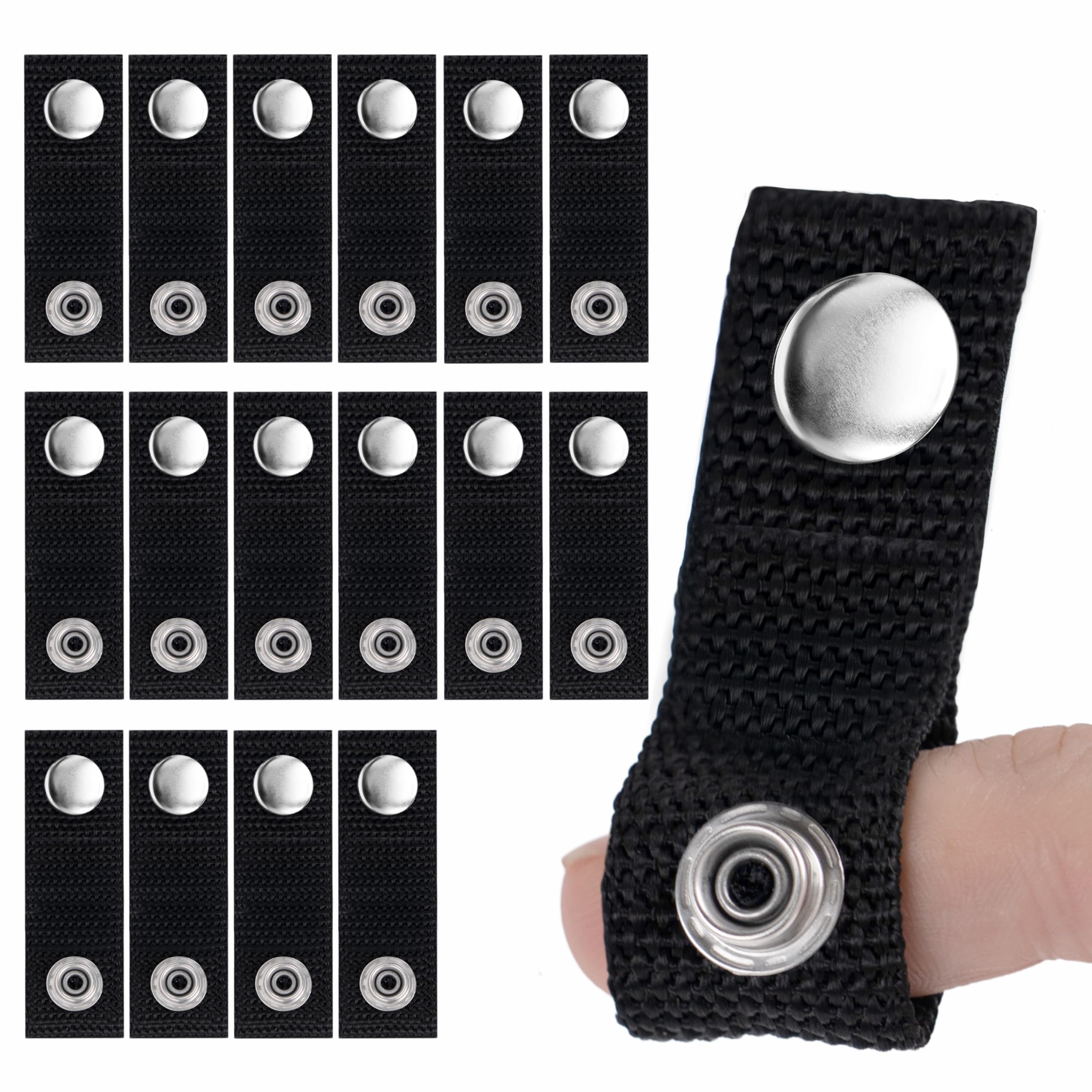 Sero Innovation Boat Cover Snap Extender - Black - Extension Size, 2" - Built in Finger Loops. Extend The Life of Your Boat top Canvas! 20 Pack