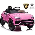 Rock Wheels Licensed Lamborghini Urus Ride On Truck Car Toy, 12V Battery Powered Electric 4 Wheels Kids Toys w/Parent Remote Control, Foot Pedal, Music, Aux, LED Headlights, 2 Speeds (Pink)