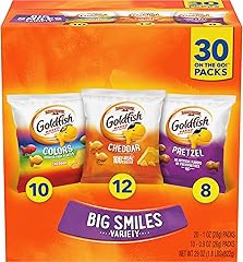Goldfish Crackers Big Smiles Variety Pack with Cheddar, Colors, and Pretzels, Snack Packs, 30 Ct