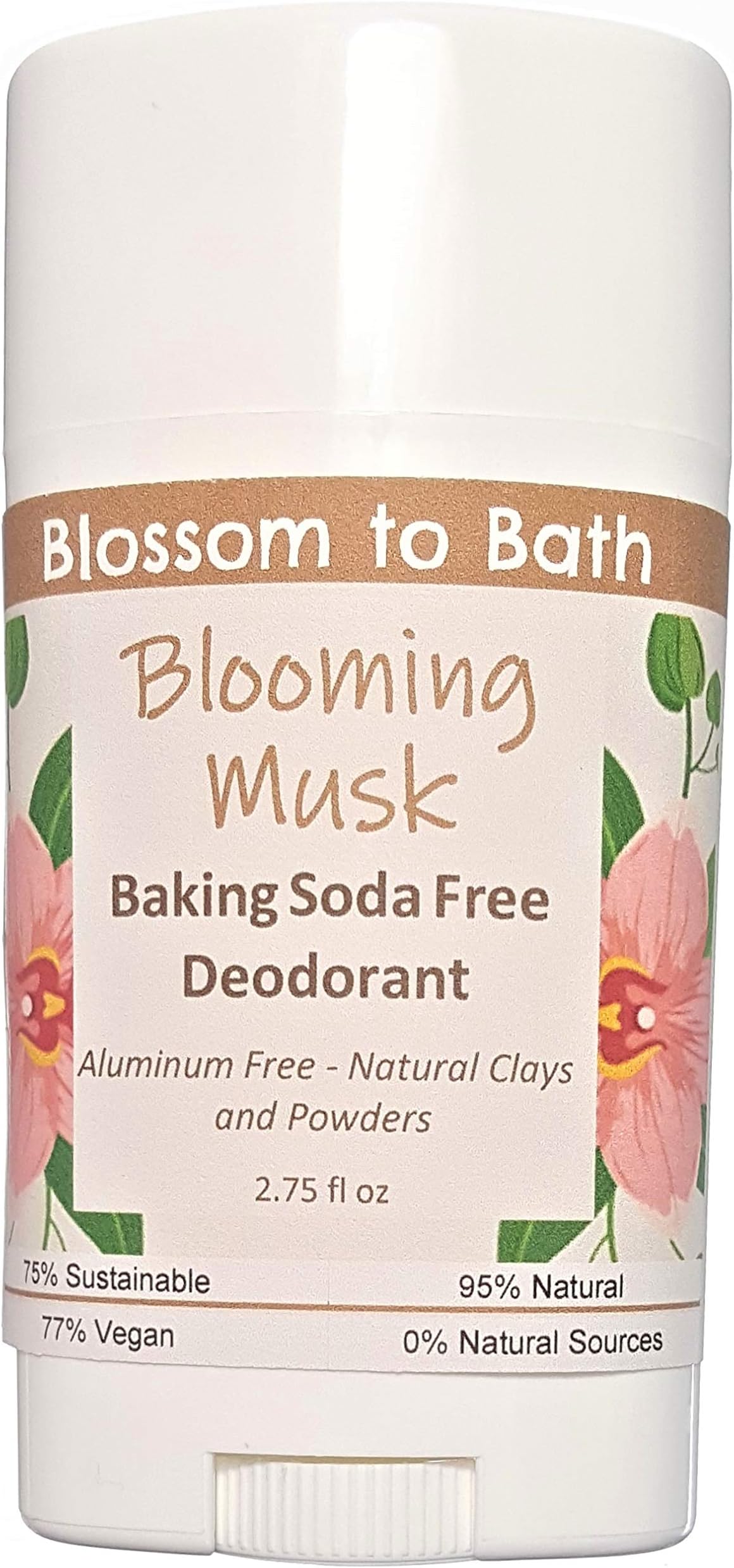Blooming Musk Baking Soda Free Deodorant (2.75 ounce) - Subtle Feminine Musk - Aluminum Free - Natural Clays and Powders. Made in USA by Blossom to Bath