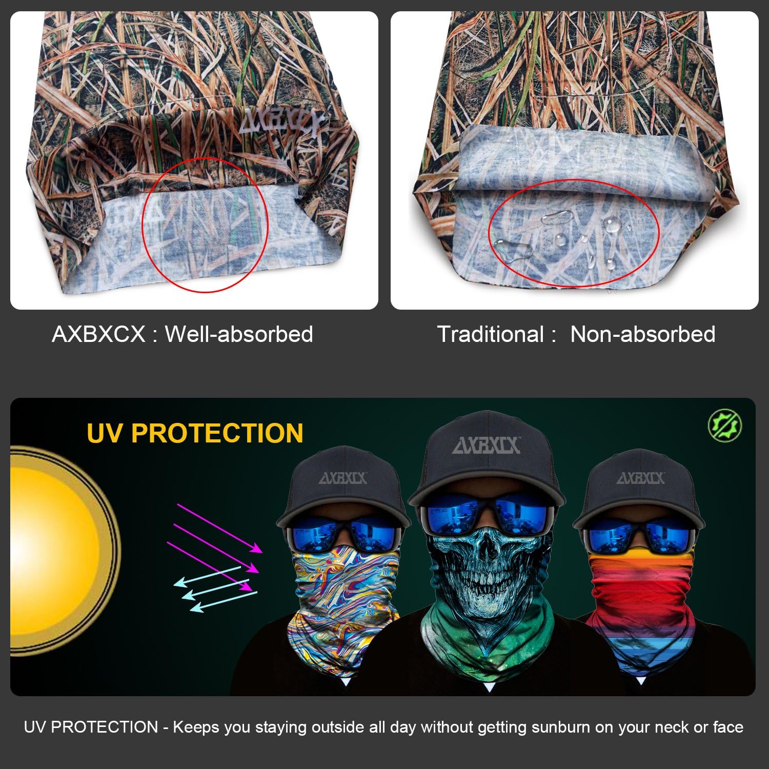 AXBXCX 2 Pack - Elastic Seamless Moisture Wicking Neck Gaiter Headband Bandana Face Mask Hairband Sports Magic Scarf for Running Yoga Tennis Fishing Riding Cycling Black+Red 6566: Clothing